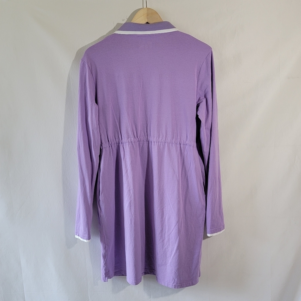 JACK SMITH Women's Sport Shirt Dress Sz L Purple Long Sleeve Pocket Athleisure - Picture 2 of 12